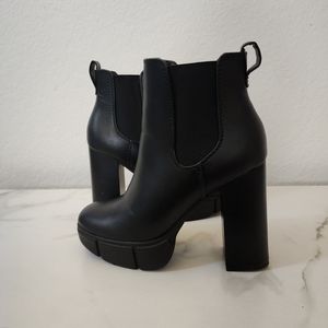 Black Leather Platform Booties